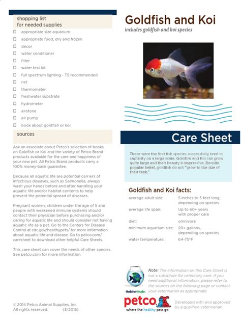 Koi Fish Care Sheet .